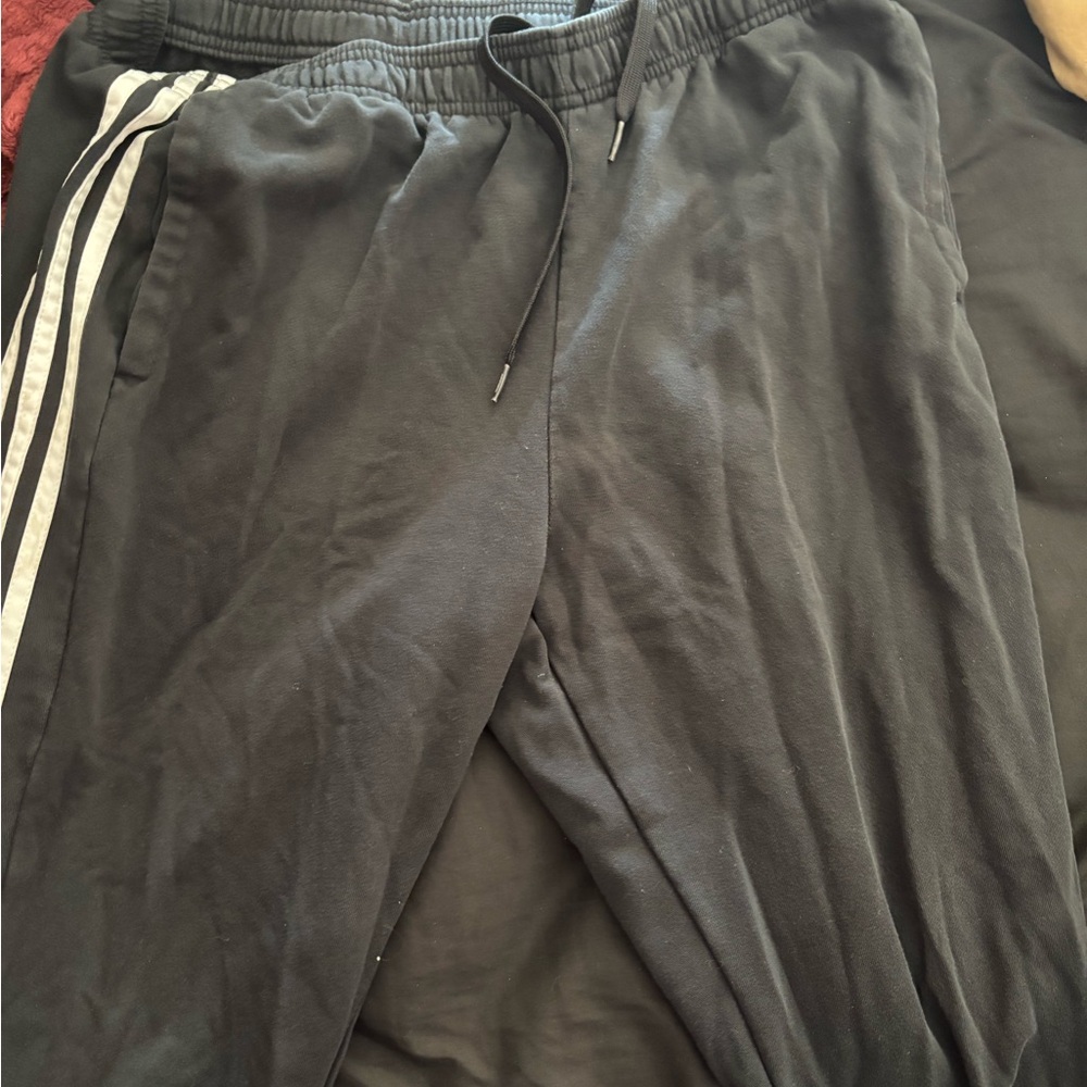 Adidas Black Sweatpants with Signature Stripes